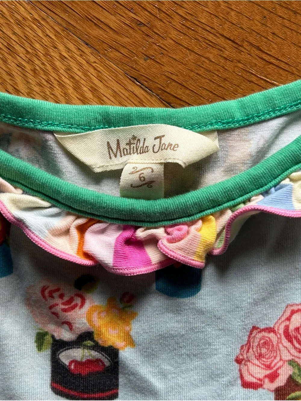 Matilda Jane Light Blue Floral Sundress with Pink Check Pockets
